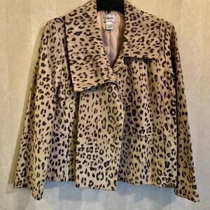 CHICO’S leopard print suede leather jacket. Size 1 (medium) perfect condition